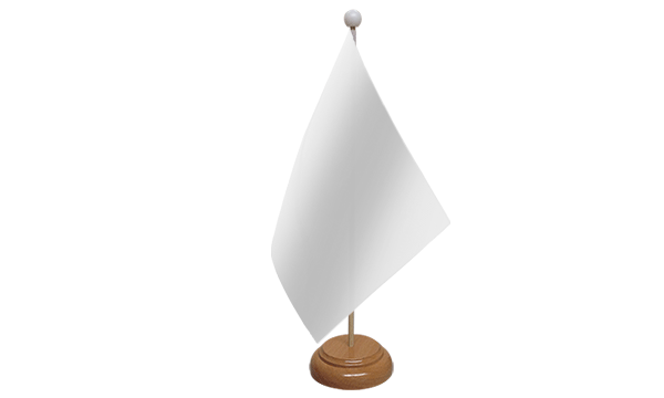 Plain White Small Flag with Wooden Stand
